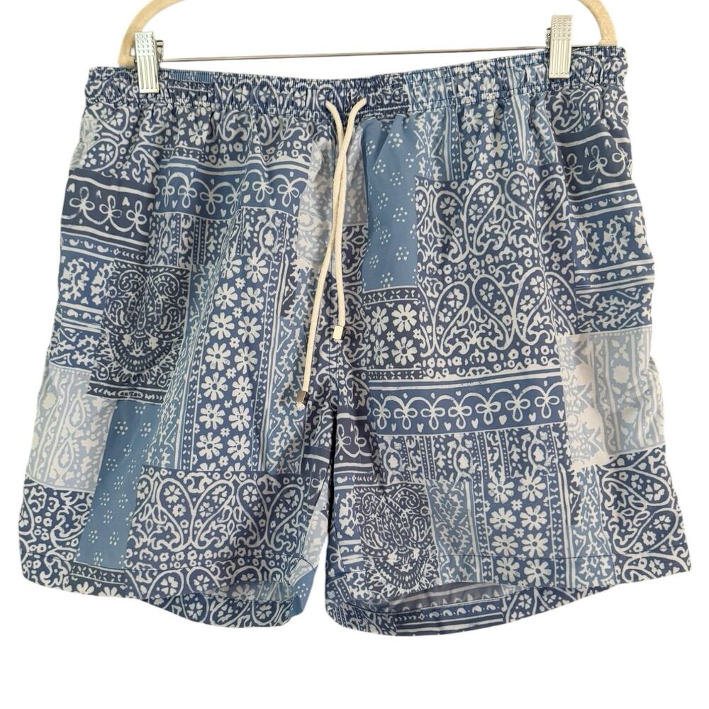 J. McLaughlin Blue Bandana Mesh Lined Swim Trunks Men’s Size XL